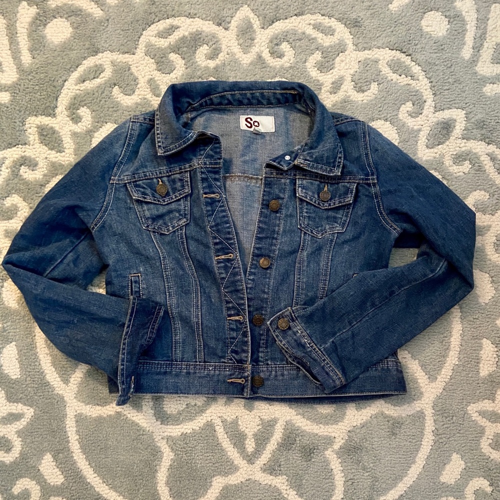 SO cropped length Jean jacket cropped length blue